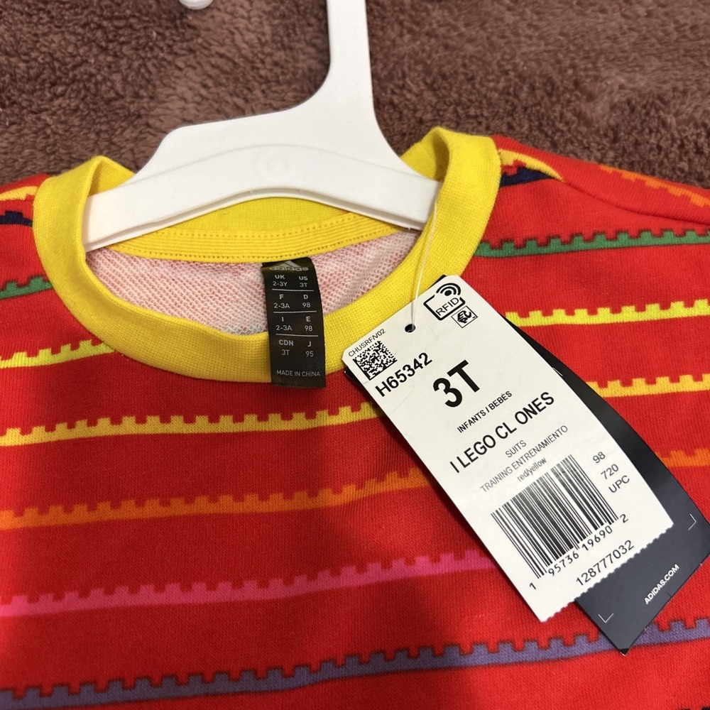 Adidas x Lego H65342 Toddler Bodysuit Stripe Red Yellow ( 3T ) - Picture 3 of 5